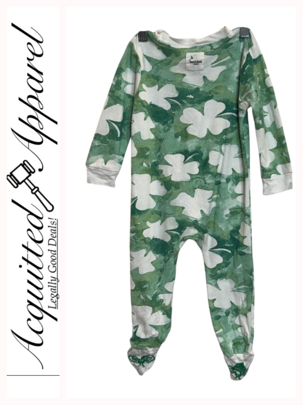 Burr’s Bees Baby Green Shamrock Footed Baby Sleeper 6-9 Months